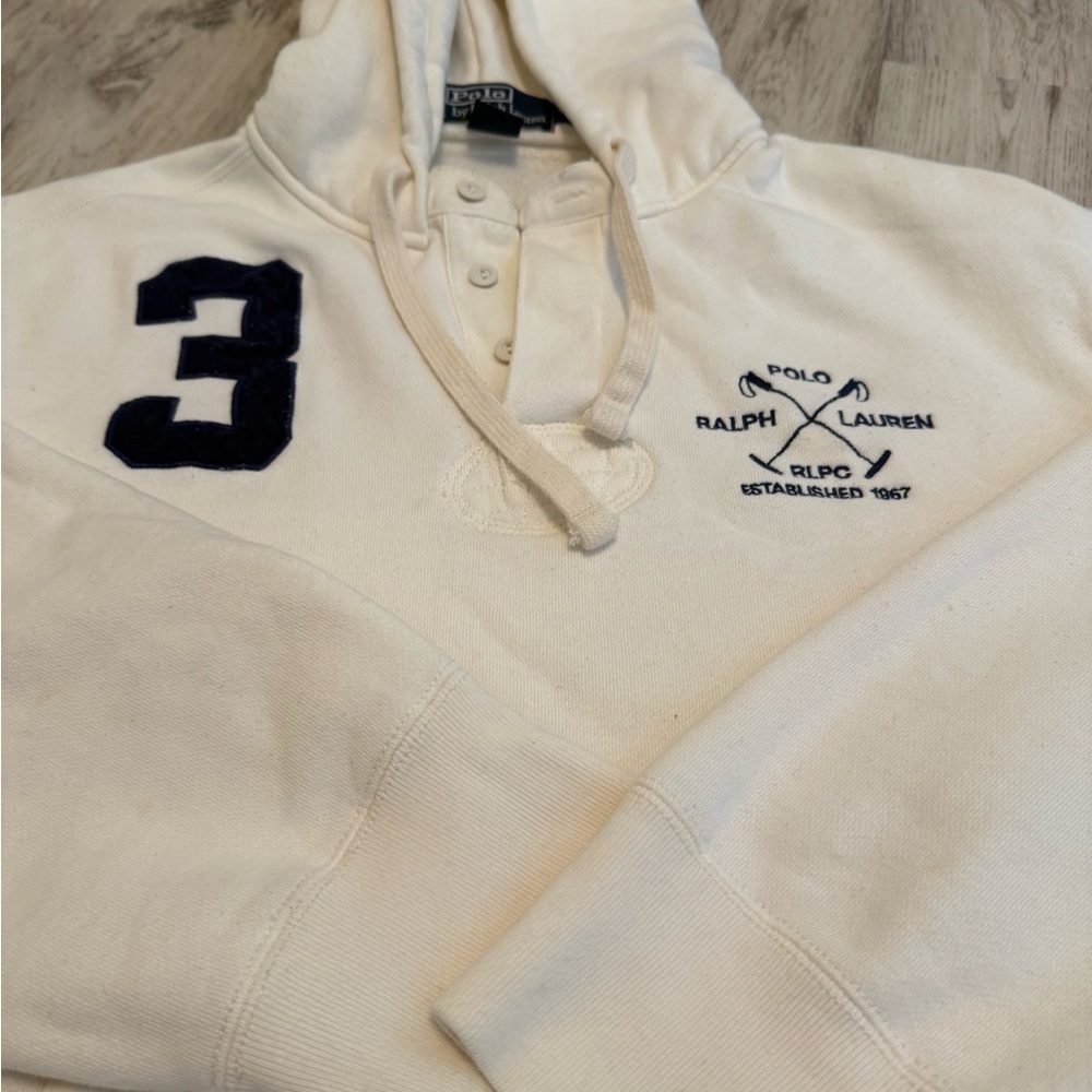 Ralph Lauren Cream Hoodie with Navy Accents